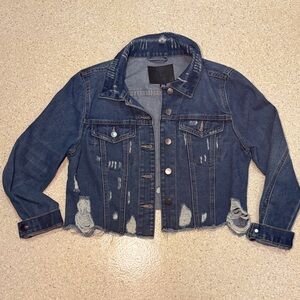 Distressed Blue Denim Jean Jacket